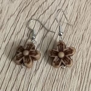 New petite brown flower earrings handmade